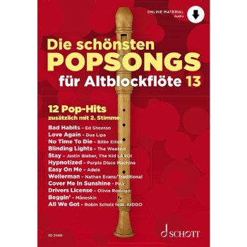 Schott Music Die schönsten Popsongs für Alt-Blockflöte 13 купить