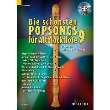 Schott-Verlag Die schonsten Popsongs 9 m. CD 1-2 Alt-Blockfloten купить