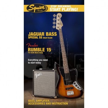 Squier by Fender Jaguar Special + Rumble15 Pack Shortscale Brown Sunburst купить